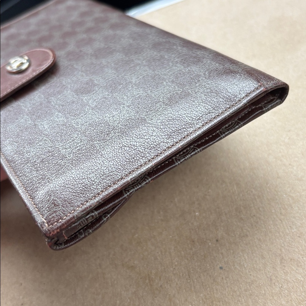 Vintage Celine Macadam Monogram Wallet Brown Leather Snap long Wallet - Picture 4 of 9